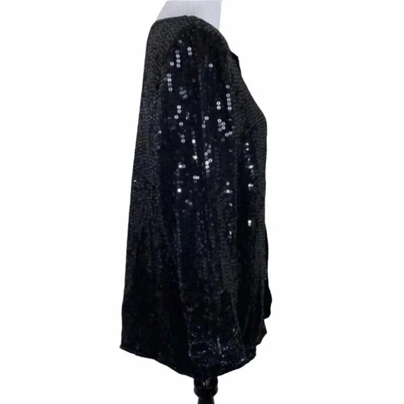 Vintage Style Design M Elegant black/multi full sequin silk jacket - Picture 4 of 11